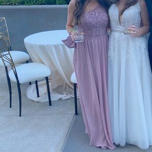 Kennedy blue bridesmaids dress in desert rose